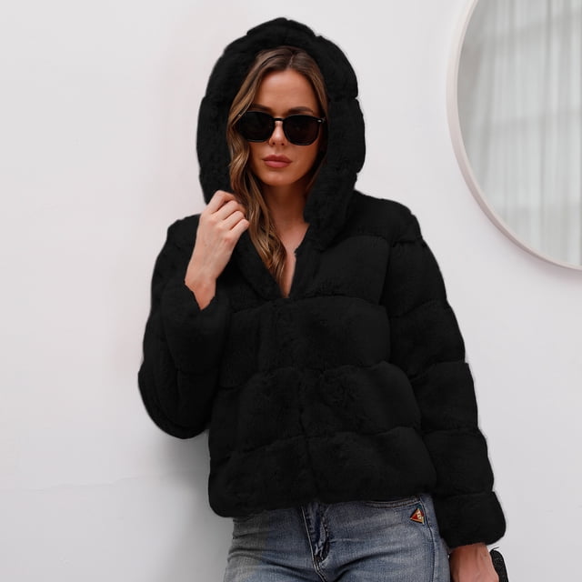 Manteaux d'Hiver Chauds pour Femmes Fausse Fourrure Veste Chaude Manches Longues