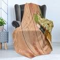 thumbnail image 4 of Winery Soft Flannel Fleece Blanket, Wine Bottle and Bunch of Grapes on Wooden Table Background Romantic Italian Dinner, Cozy Plush for Indoor and Outdoor Use, 70" x 90", Green Brown, by Ambesonne, 4 of 5
