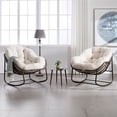thumbnail image 7 of HONEY HOME Outdoor Papasan Rocking Chair, Oversized Indoor Rocking Chair with Cushion, Rattan Wicker Egg Chairs with Steel Frame, Porch Rocker Chairs Furniture for Garden Lawn Bedroom Living Room, 7 of 7