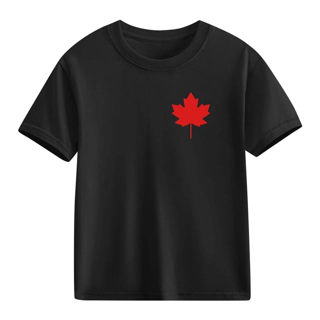 Zpanxa T-Shirts pour Tout-Petites Fille Imprimé Feuille d'Érable Manches Courtes Col Rond Haut Décontracté en Coton 3 Ans