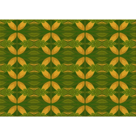 Ahgly Company Machine Washable Indoor Rectangle Transitional Dark Yellow Green Area Rugs, 7' x 10'