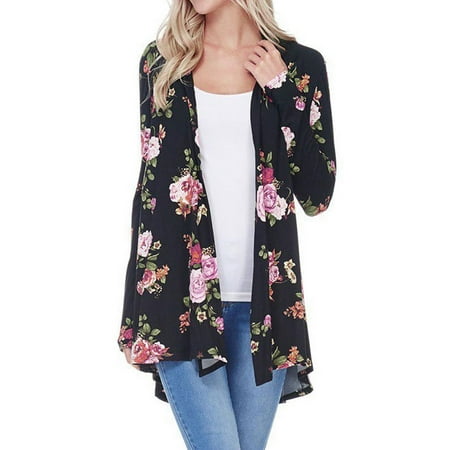 Cheetah Print Cardigan - LMart Women Floral Printed Long Sleeve Kimono Cardigan Autumn Outwear