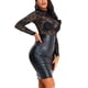 thumbnail image 2 of Falda de cuero sin espalda de retazos de encaje Sexy para mujer, vestido de noche Sexy con tirantes para fiesta Fridja  nalpqowj49852, 2 of 9