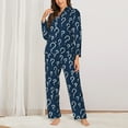thumbnail image 2 of Salouo Question Marks Pattern Women's Pajamas Set Long Sleeve Button Down Sleepwear Soft Pj Lounge Sets for women 2 Piece Pjs Set with Long Pants-XX-Large, 2 of 7