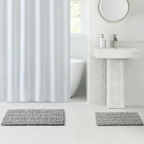 Mainstays Textured Soft Silver Chenille Polyester Bath Rug Set, 2-Piece