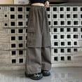 thumbnail image 4 of Girls Cargo Pants Classic Fit Baggy Pants Elastic Waist Brown Cargo Pants with Pockets Girls Clothes Size 4-5 Years, 4 of 5
