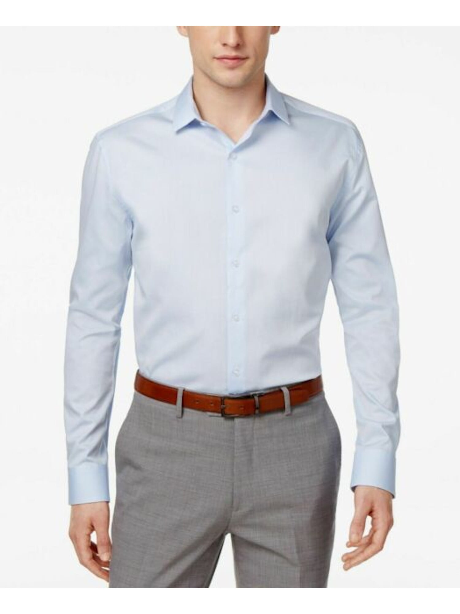 BAR III Mens Blue Patterned Collared 