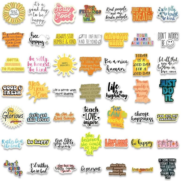 100PCS Inspirational Stickers for Water Bottles, Positive Vinyl Quote  Stickers for Planner, Laptop, Journal, Funny Motivational Stickers for  Adults, Girls, Women, Teachers, Waterproof Sticker Pack 