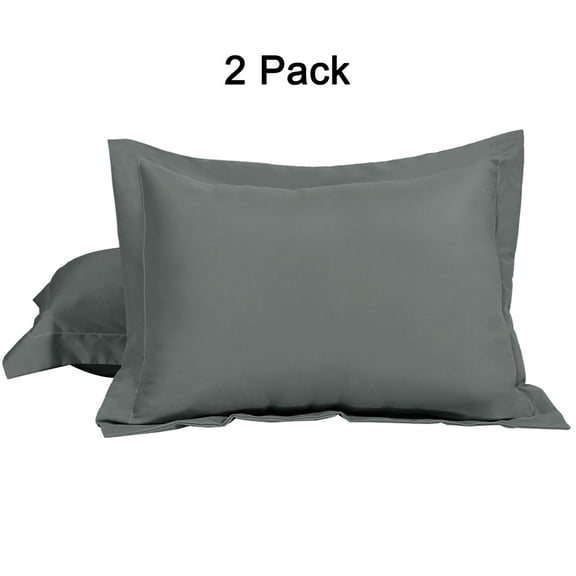 PiccoCasa 2 Pack 1800 Microfiber Oxford Pillowcases,  Standard Grey