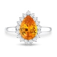 thumbnail image 4 of Lab Grown Orange Sapphire Ring with Diamond Halo - 2.5 Carat - AAAA Grade, 925 Sterling Silver, US 4.00, 4 of 8