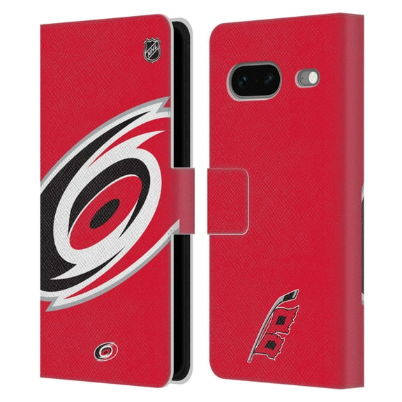 Head Case Designs Officially Licensed NHL Carolina Hurricanes Oversized Leather Book Wallet Case Cover Compatible with Google Pixel 7
