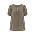 thumbnail image 5 of Craaazy Women's Oversized Short Sleeve Tunic Tops, Lightweight Casual Shirt, Comfy Round Neck Puff Sleeve Blouse with Ruched Detail for Everyday Outfits Gifts, 5 of 5