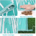 thumbnail image 4 of Findosom 9'x12' Waterproof Stripe Outdoor Rug, Foldable Reversible Plastic Straw Rug, Large Patio Rug for Outdoors, RV, Patio, Backyard, Deck, Picnic, Beach, Camping Blue, 4 of 6