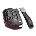 thumbnail image 2 of Vitodeco Genuine Leather Flip Key Fob Case Cover Protector Compatible for Jeep Wrangler, Gladiator (2018 - 2026 Models)(4-Button, Black/Red), 2 of 5