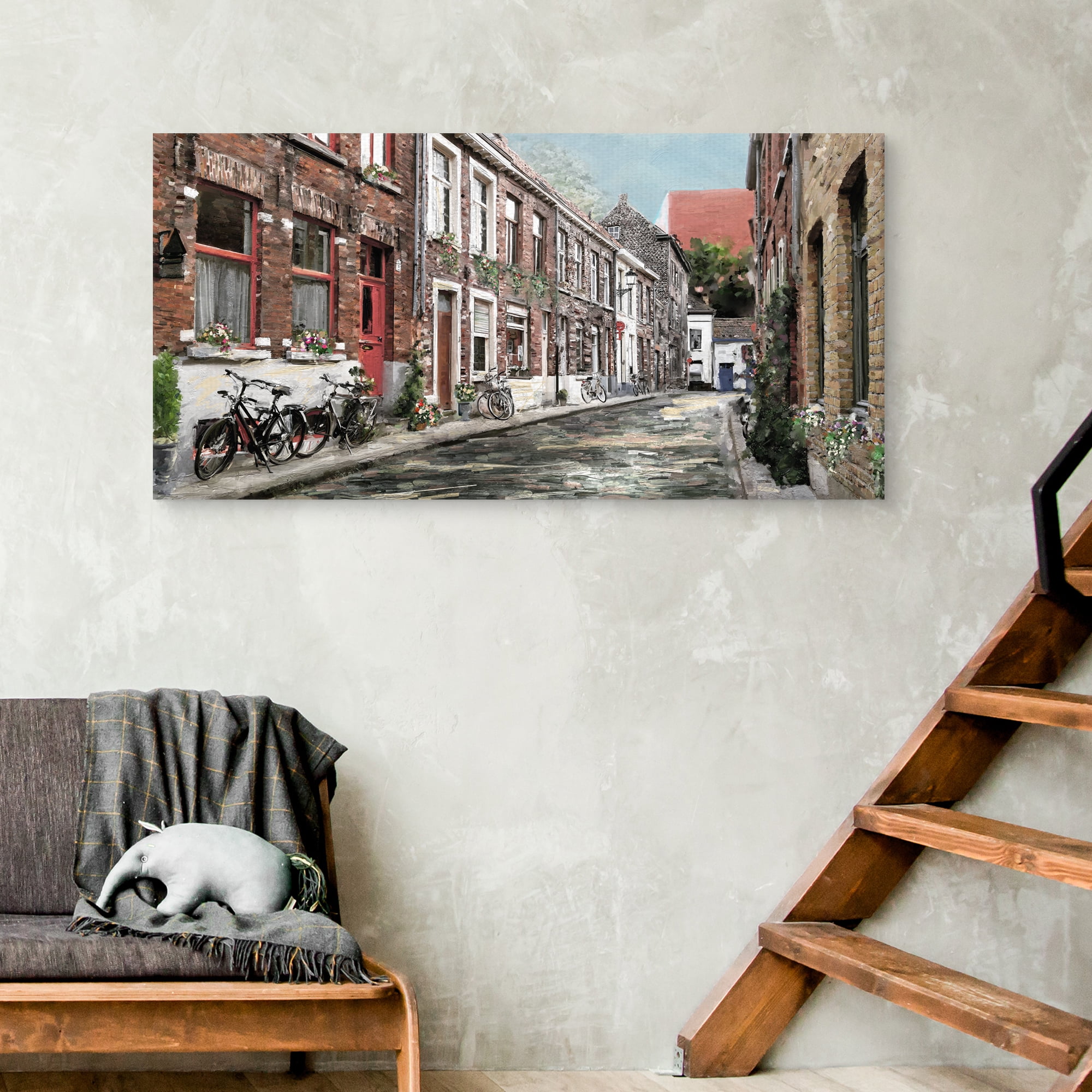 Cobblestone Lane by Studio Arts Canvas Art Print
