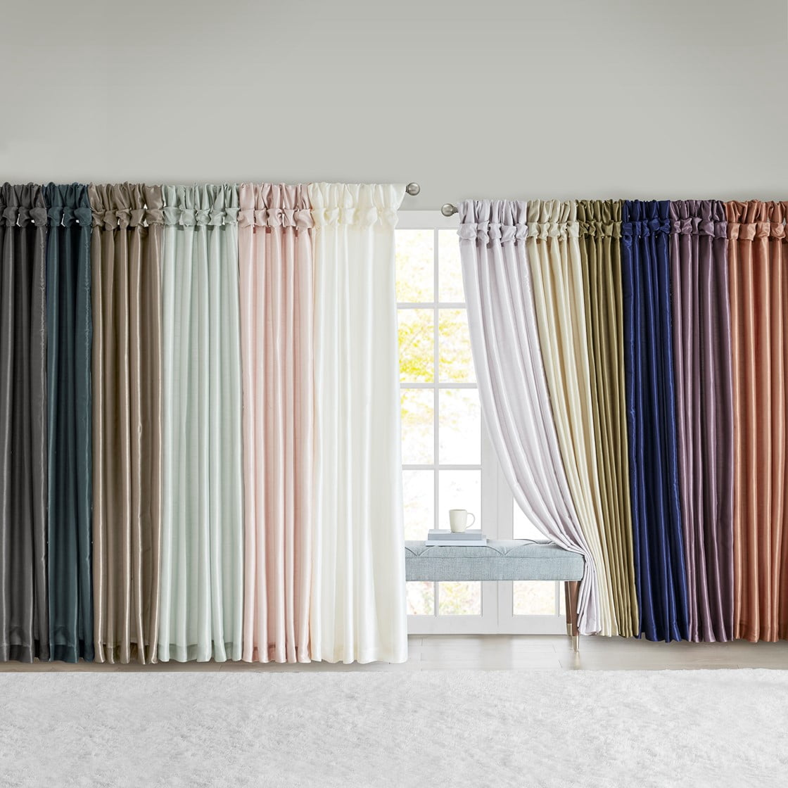Twist Tab Lined Window Curtain Panel Pewter 50"x108"