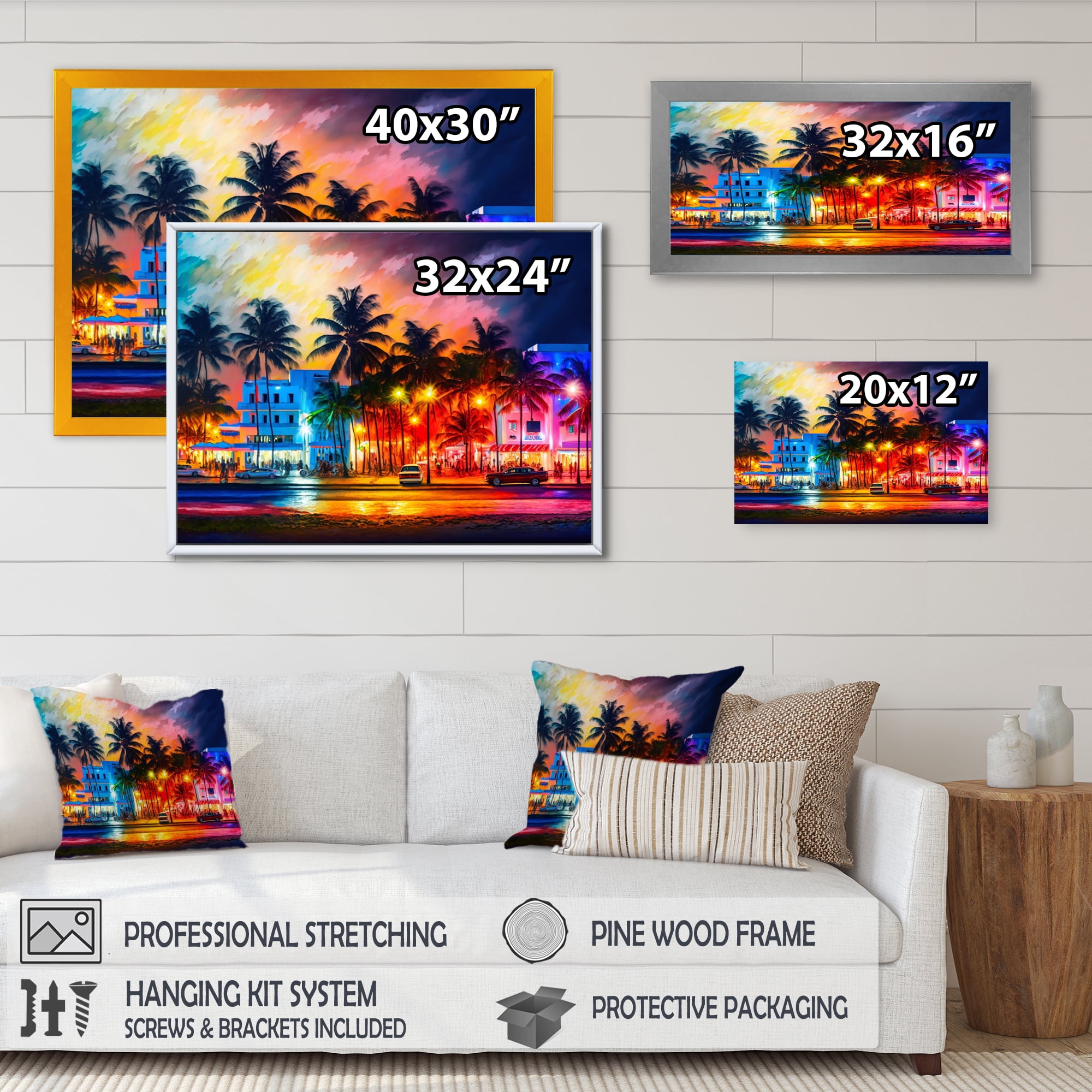 Designart Miami Beach Holidays I Canvas Wall Art