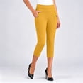 thumbnail image 5 of Plus Size Capri Pants For Womens Liweisiy Elastic High Waisted Slim Fit Stretchy Trousers Casual Oversized Pants Yellow 5XL, 5 of 6