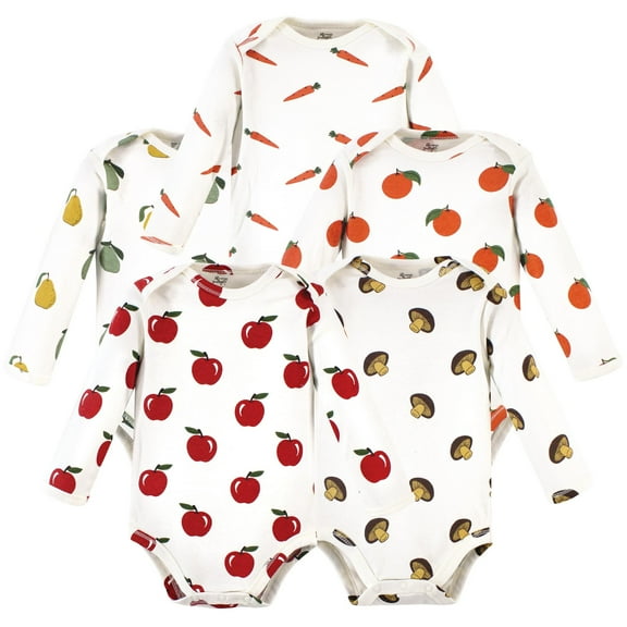 Luvable Friends Touched by Nature Long-Sleeve Bodysuits 5pk, Harvest Mix, 0-3M