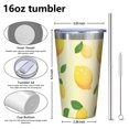 thumbnail image 4 of 16oz Tumblers Lemon Stainless Steel Vacuum Insulated Double Wall Travel Tumbler Cups Mug with Lid and Straw,Cleaning Brush for Coffee,Tea, 4 of 4