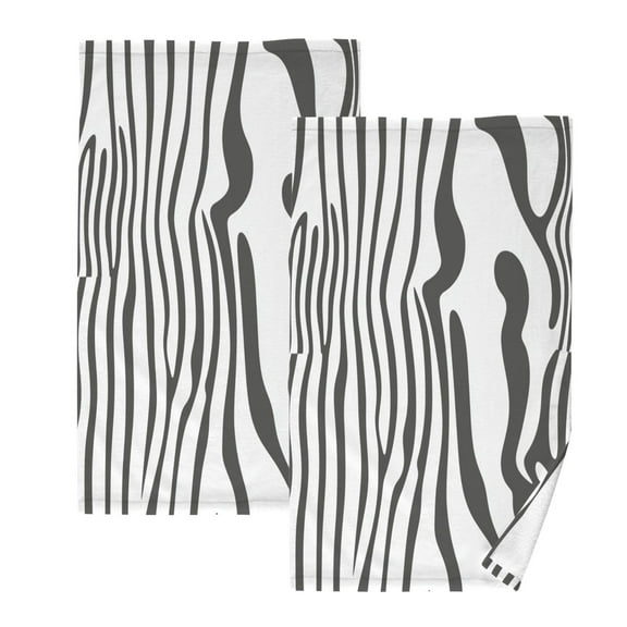 Art Black and White Pattern Set of 2 Pure Cotton Towels, 16'' x 28'', Highly Absorbent and Soft