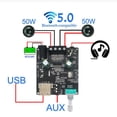 thumbnail image 5 of 2X50W Bluetooth 5.0 Power Amplifier Class D Audio 10W-200W HiFi Stereo Wireless Music Player USB Sound Card Digital AMP, 5 of 5