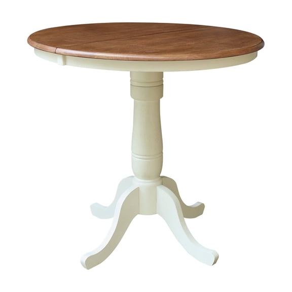 36" Round Pedestal Table with 12" Leaf Dining or Counter Height - Multi-Color