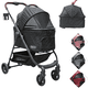 thumbnail image 1 of Carriola para Mascotas Cochecito para Perros y Gatos Pequeños - Medianos Transportadora Extraíble Ligera y Plegable con Freno - Negro, 1 of 7