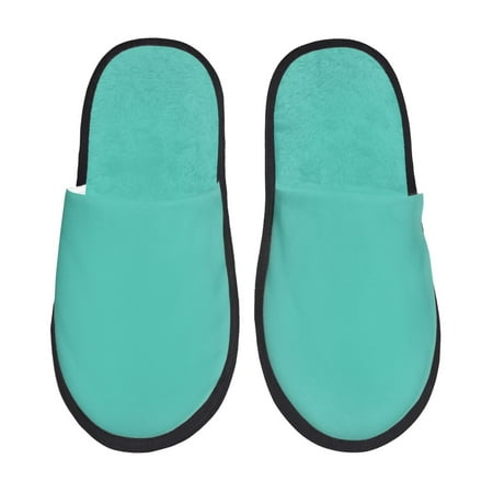 

Yiaed Teal Turquoise Print Unisex House Slippers Slip on Warm Shoes Indoor Outdoor with Anti-slip sole-Large