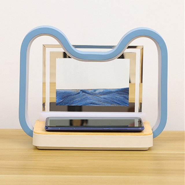 Lámpara de mesa de pintura de arena movediza creativa, teléfono táctil, lámparas de mesa de carga inalámbrica, imagen de Arte de arena móvil, 3 colores regulables