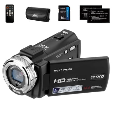 ORDRO Camcorders HDV-V12 1080P Video Camera Infrared Night Vision 3.0'' LCD Screen  16G SD Card