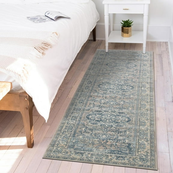 Unique Loom Paris Collection Area Rug - Louisa (2' 7" x 10' Runner Dark Gray/Beige)