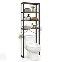 Gymax Over The Toilet Storage 4-Tier Industrial Over-the-Toilet Space Saver Storage Rack Rustic Brown