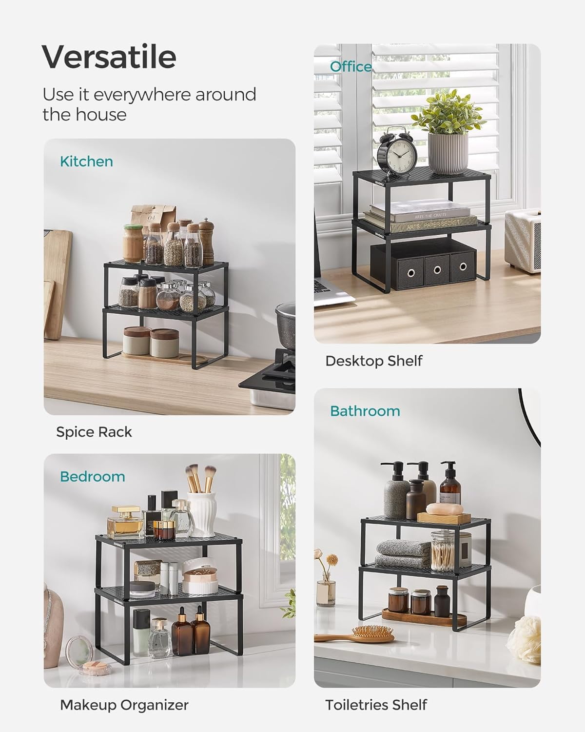2 Pack Cabinet Organizer Shelf, Spice Rack, Countertop Organizer, for Kitchen