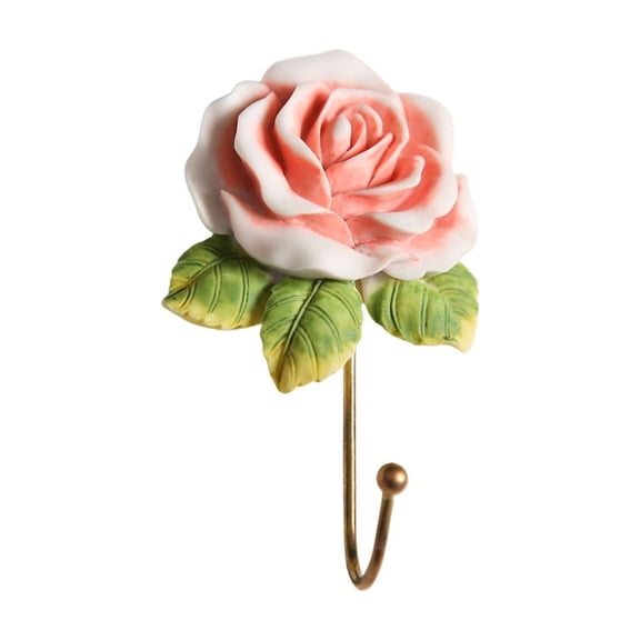 Flower Wall Coat Hook Decorative Wall Hooks for Hanging Coats Hats Towels Robes Keys Bags Sturdy Resin Metal Hook for Entryway Bedroom Bathroom, 1 Hook