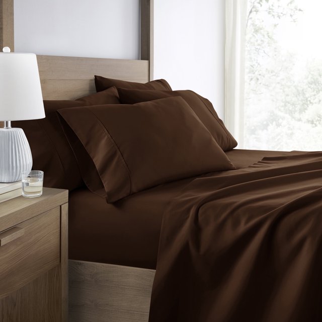 Juego de Sábanas Transpirables, Frescas y Resistentes a las Arrugas + 2 Fundas de Almohada Adicionales, Color Marrón Chocolate para Ropa de Cama Tamaño Queen de Comfort Canopy