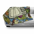 thumbnail image 3 of Hip Hop Soft Flannel Fleece Throw Blanket, 90s Theme Retro Style Linear Drawn a Vintage Television and Speech Bubble, Cozy Plush for Indoor and Outdoor Use, 60" x 80", Multicolor, by Ambesonne, 3 of 6