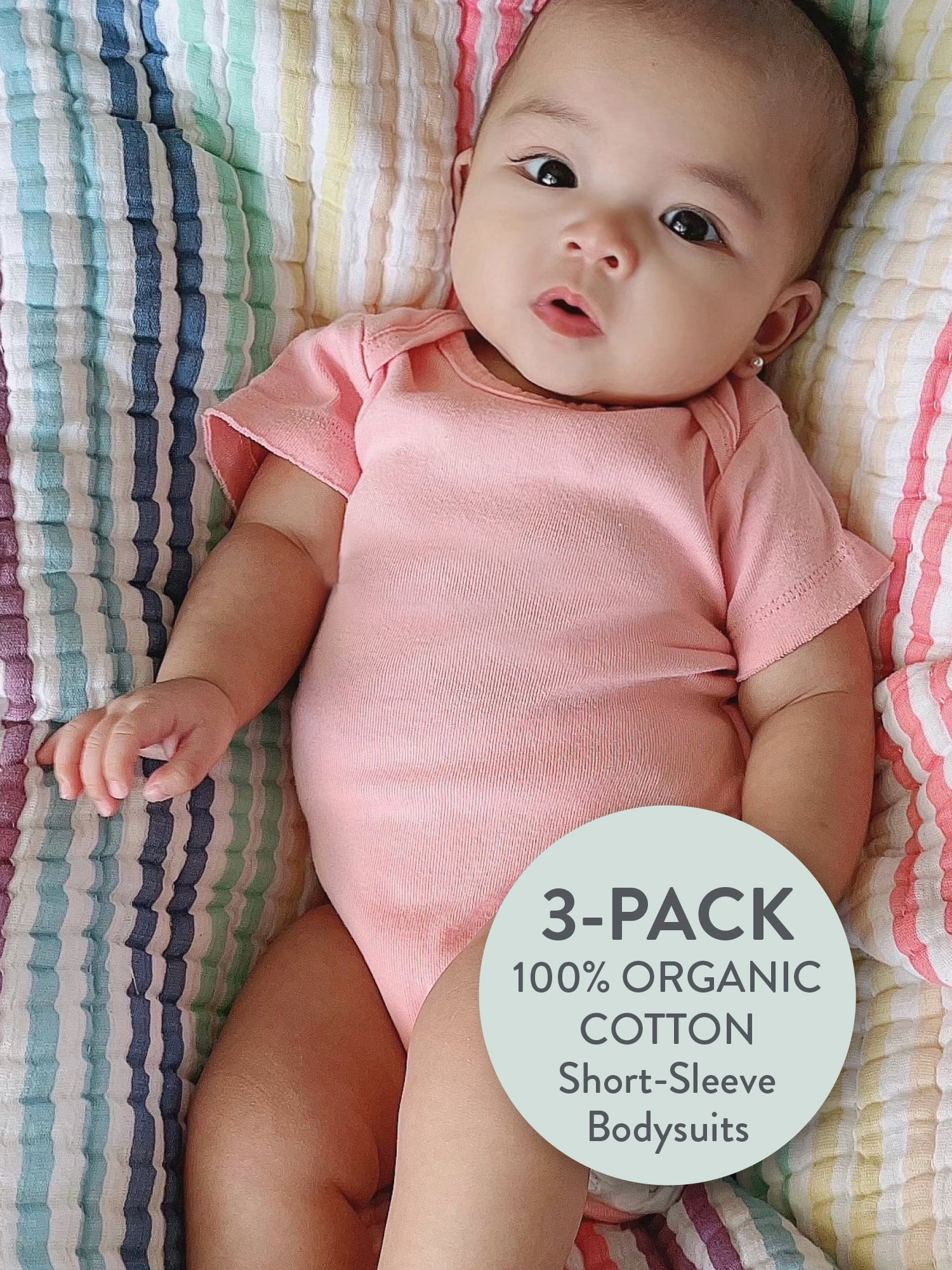 Honest Baby Clothing Baby Boy or Girl Gender Neutral Organic Cotton Short Sleeve Bodysuits, 3 Pack (Preemie-24 Months)