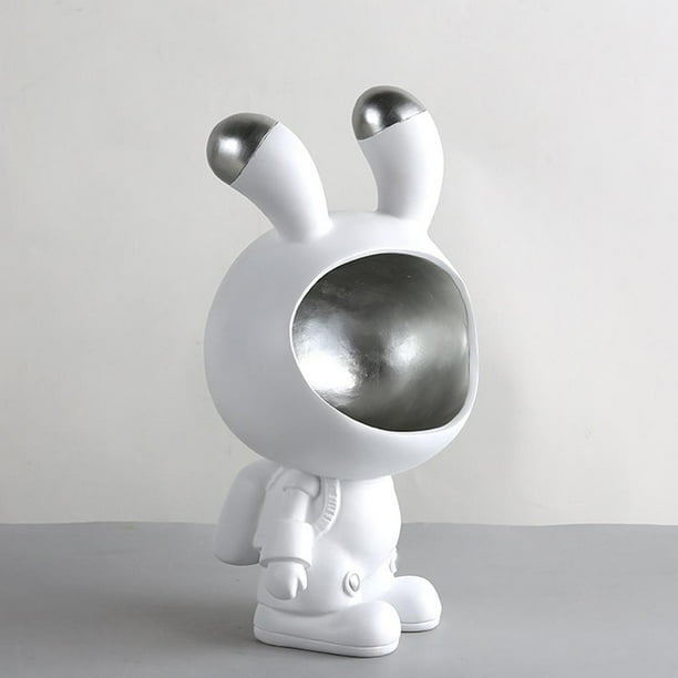 Estatua de Con de de Resina, Contenedor de Artículos Diversos de Almacenamiento de Monedas de de , Cuenco D Plata Baoblaze Estatua de conejo espacial