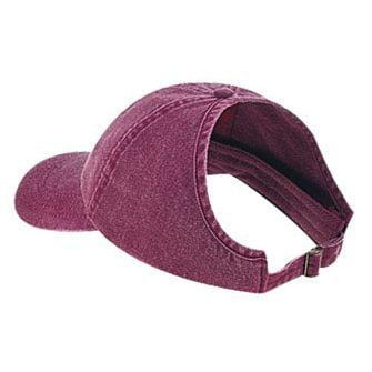 - OTTO Garment Washed Pigment Dyed Cotton Twill Four Panel Ponytail Cap - Maroon