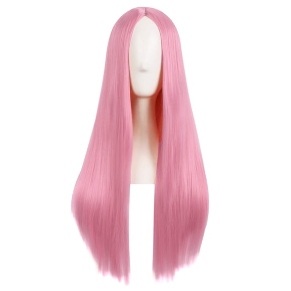 JOFMWIX 28 Inch Special Long Straight Synthetic Wig, Light Hot Pink | 70 cm Wig, Women, Natural