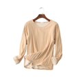 thumbnail image 4 of Womens Long Sleeve Thermal Pullover Crewneck Shirts Winter Warm Fleece Lined Pajamas Tops Soft Fuzzy Lounge Homewear, 4 of 6