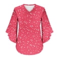 thumbnail image 5 of Cilsoka Womens Business Casual 3/4 Ruffle Sleeve Blouses V Neck Double Layers Mesh Shirts Flowy Dressy Tunic Tops, 5 of 6