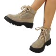 thumbnail image 2 of LTTVQM Rhinestone Combat Boots Womens Platform Chunky Heel Lug Sole Lace Up Ankle Boots Anti-Skid Casual Comfortable Fall Winter Outdoor Walking Boots Yellow 40(US-8), 2 of 4