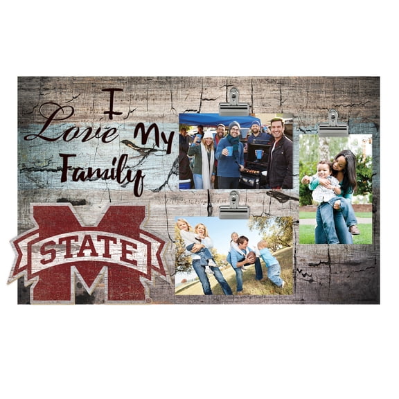 Mississippi State Bulldogs 11" x 19" I Love My Family Clip Photo Frame