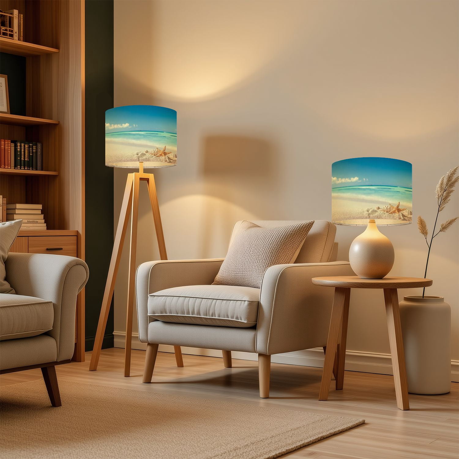 Lampshades 2 Pack Summer beach strafish shells Starfish 13"x13"x10" Light Shade for Table Lamps Floor Lamp Shades Lampshade Replacement Easy Assembly