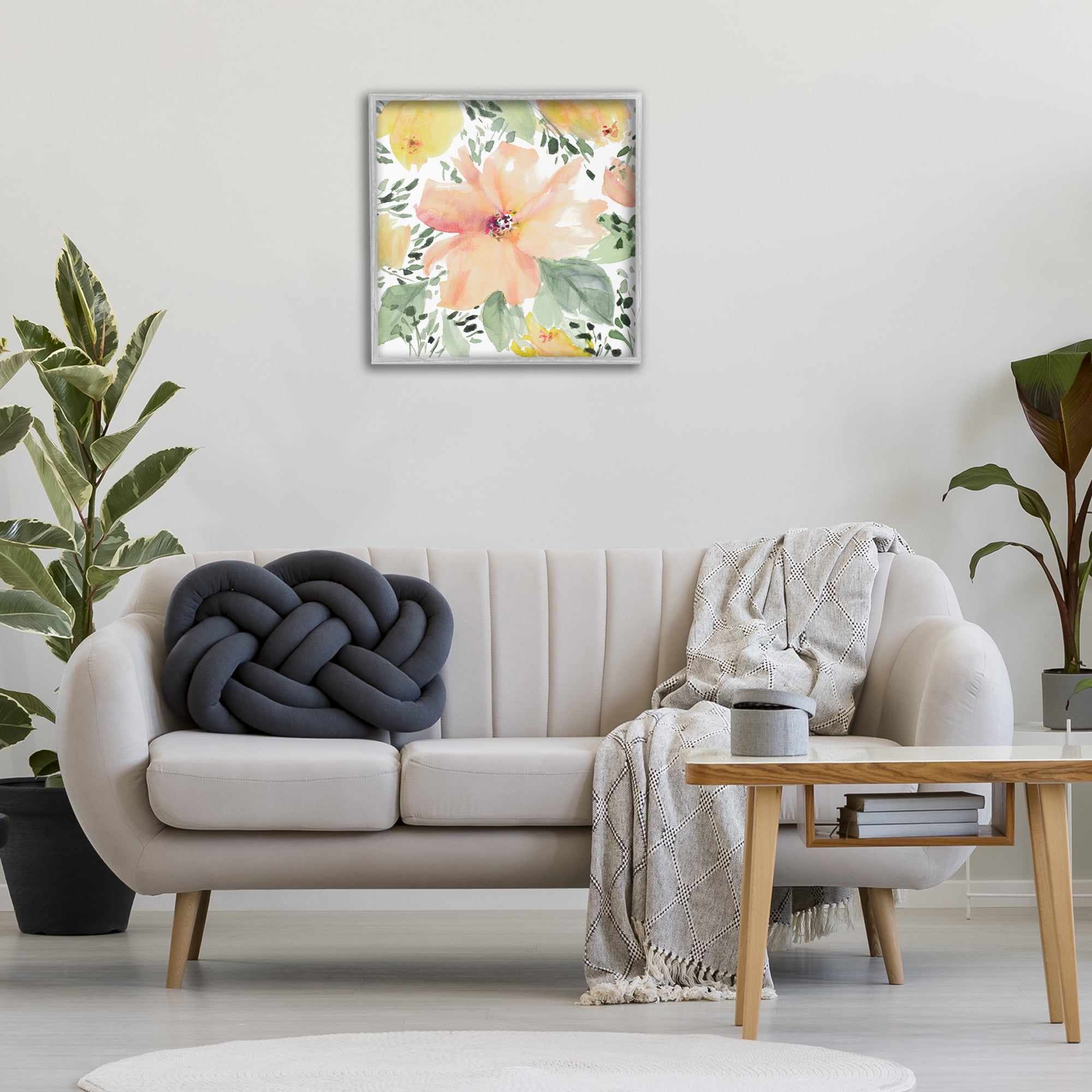 Stupell Industries Birds Eye Flowers Botanical & Floral Painting Gray Framed Art Print Wall Art, 24 x 24