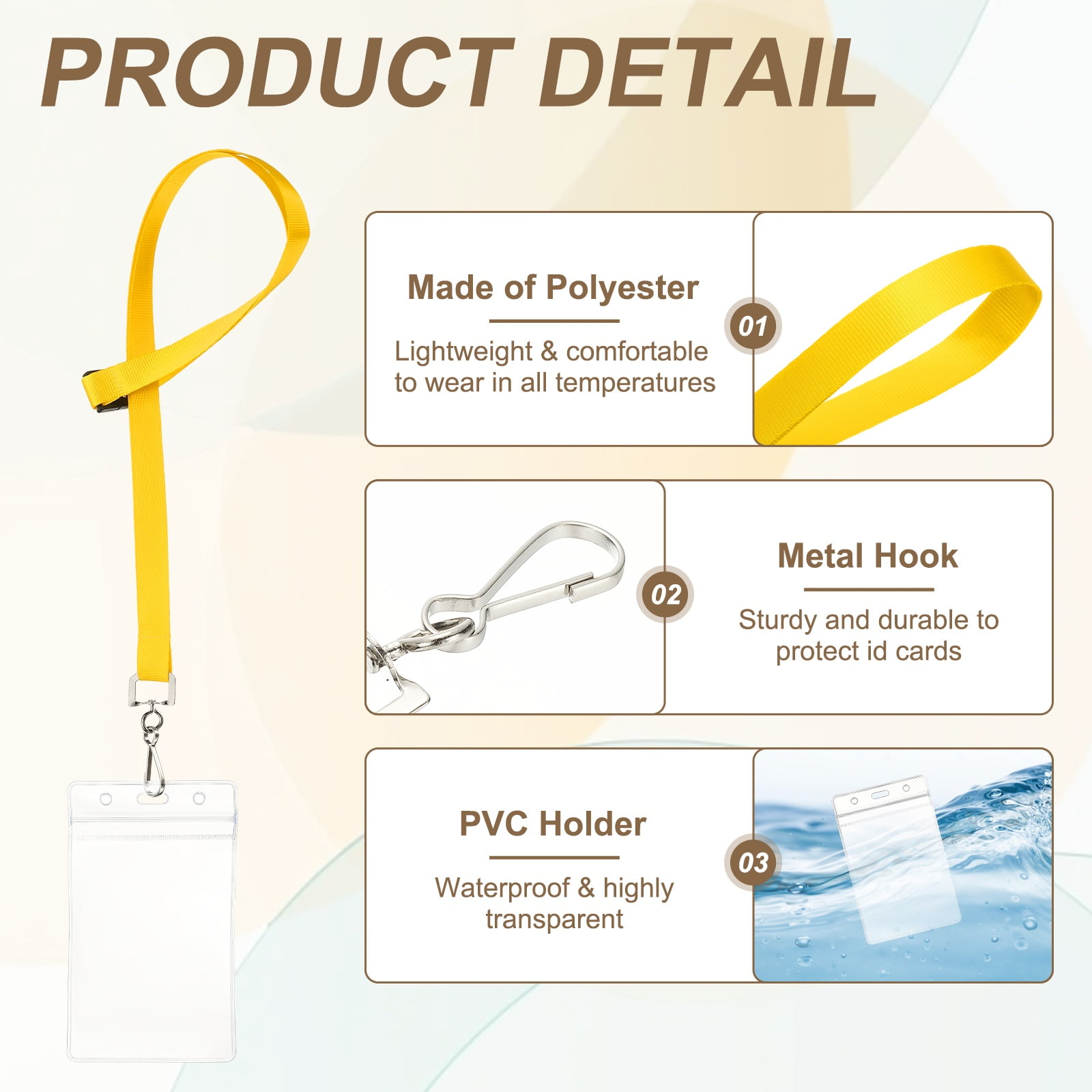 Uxcell 24Pack Colored Lanyards for ID Badges, Breakaway Lanyards for Keys, Yellow