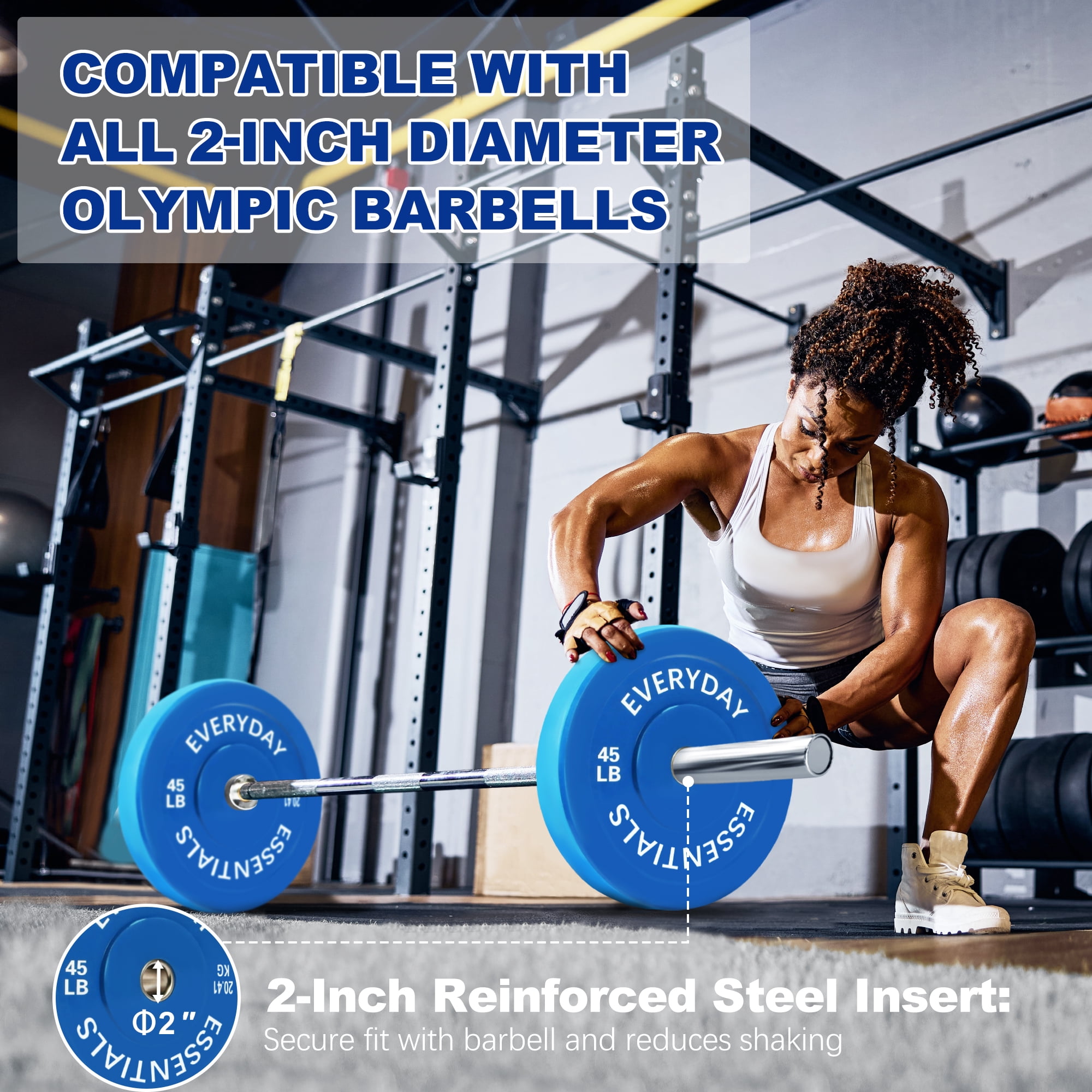 (3 pack) BalanceFrom Olympic Bumper Plate Weight Plate, 45 lbs Pair Color