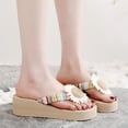 thumbnail image 5 of Penkiiy Women Summer Home Outdoor Non-slip Beach Slippers Straw Flower Sandals 37 Khaki, 5 of 9